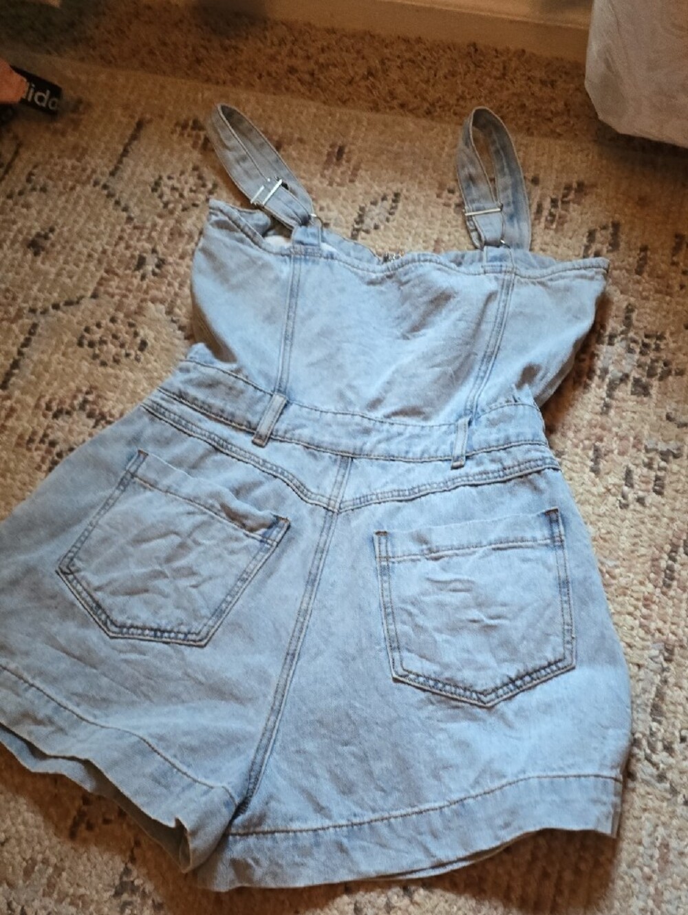 Women’s Light Blue Denim Romper Jumpsuit - Picture 3 of 4